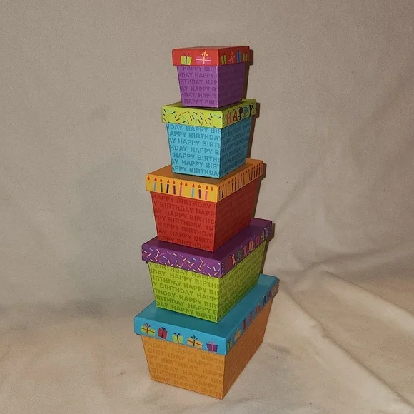Colorful Nesting Happy Birthday Boxes (5) - Picture 2 of 8
